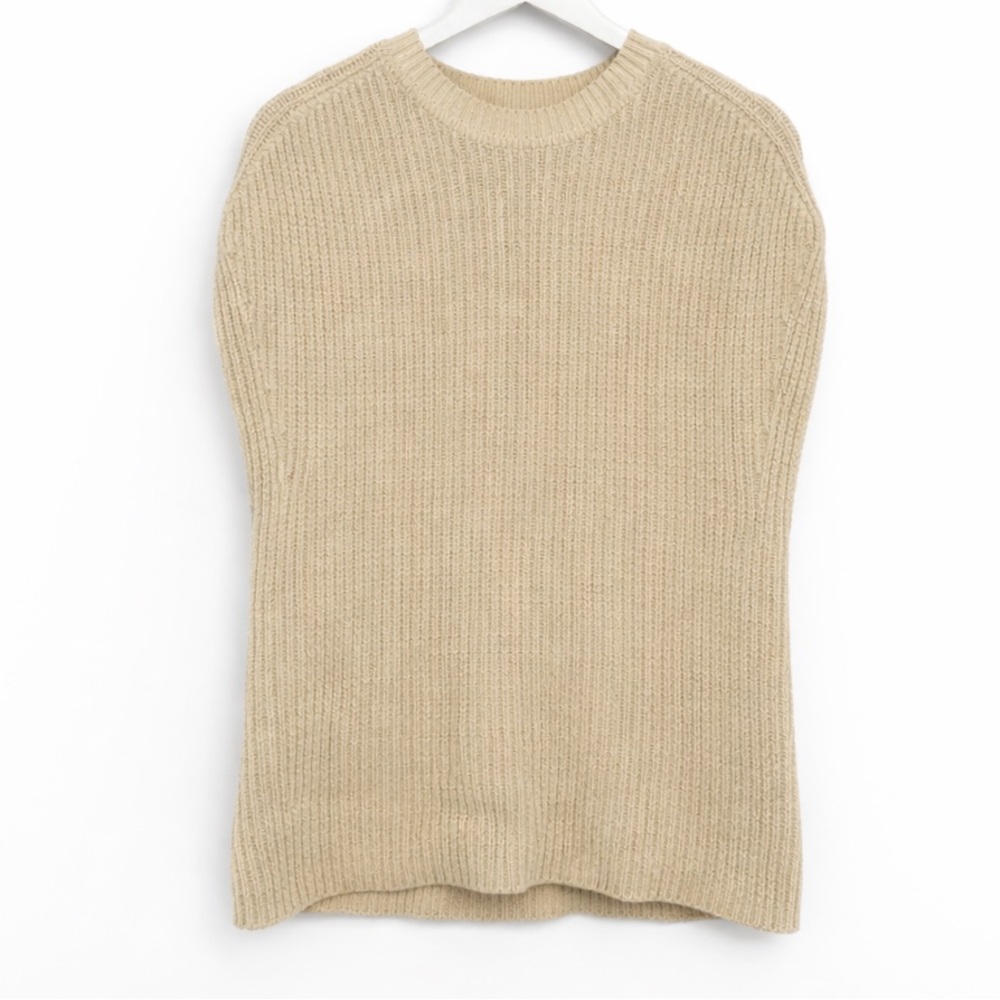 St. Agni Beige Knit Sleeveless Sweater Vest Size Small Cotton Designer Minimal